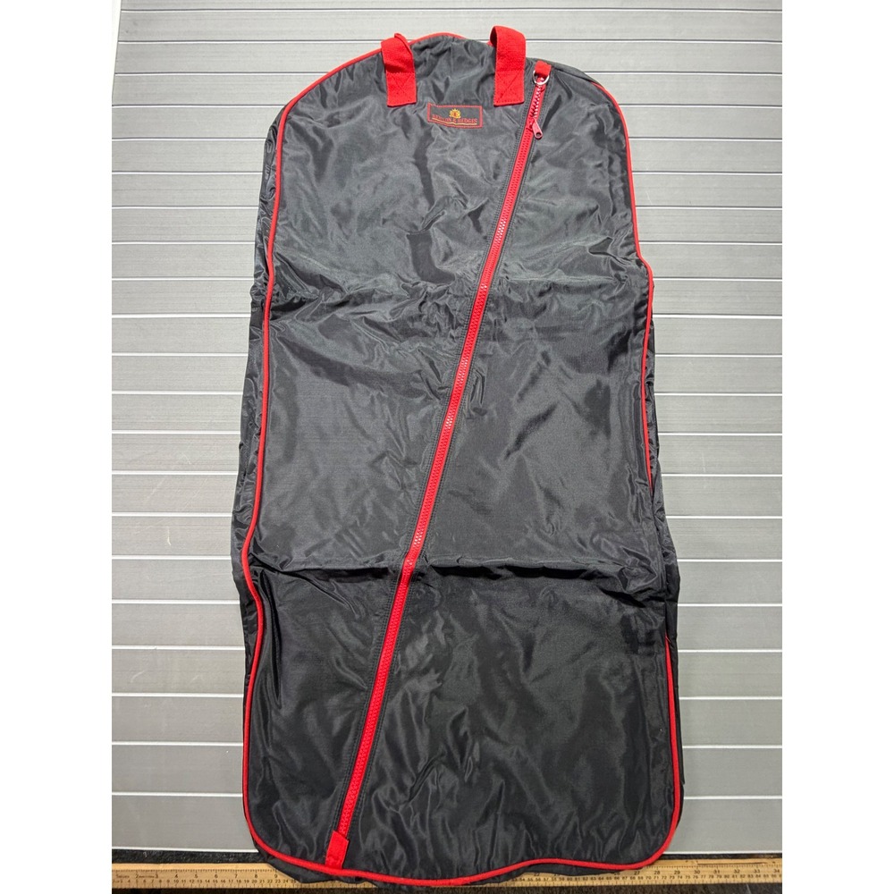 Benson & Hedges Vintage Garment Bag Black Red Trim Travel Suit Cover 47x23